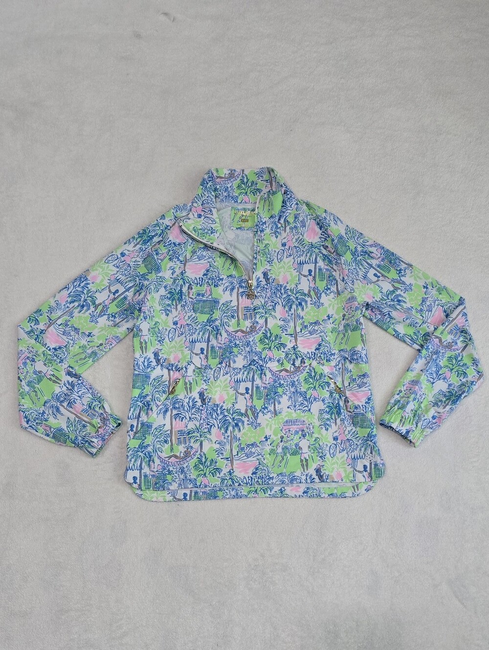 Lilly Pulitzer Luxletic Performance Jacket Orb Green Serving It Up Size XXS